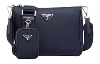 PRADA Fabric, Saffiano Leather Messenger Bag, Crossbody Bag, Shoulder Bag Men's Blue