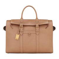 SAINT LAURENT Cow Leather Handbag Unisex Vintage Gold Brown