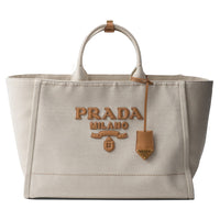 PRADA Fabric Tote Bag Shopping Bag Handbag Women's Natural