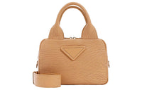 PRADA Leather One Shoulder Handbags Women's Nude