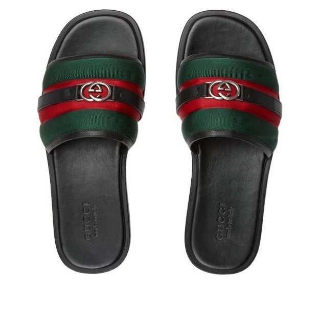 Gucci 25 Interlocking G Slides 'Black Green Red' 835091-HAAHH-8449