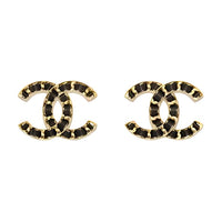 CHANEL Metal Earrings Women's Black