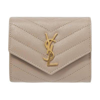 SAINT LAURENT Calfskin Wallet Women's Beige