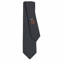 HERMES Silk Ties Men's Black/Charcoal Gray