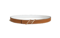 HERMES Calfskin Leather Belts Women's Brown 2.4CM