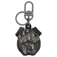 DIOR Cow Leather Cotton Brass Stainless Steel Technical Fabric Keychains Unisex Black
