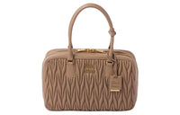 MIU MIU Matelassé Nappa Soft Leather Handbag Women's Beige