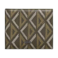 DIOR Smooth Cow Leather With Canvas Card Holder Wallet Clip Men's Green