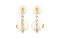 DIOR Rhinestone Pearls Earrings Women's Gold/White