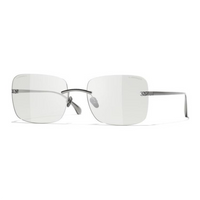 CHANEL Titanium Alloy Square Eyeglass Frames Unisex Silver