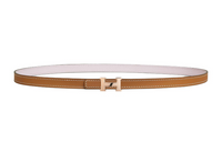 HERMES H Letter Shape Buckle, Smooth Buckle Leather Belts Women's Light Purple/Brown Width 1.3cm