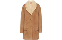 PRADA Shearling trim Suede Coat