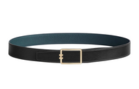 HERMES Tubular H Buckle, Smooth Buckle Leather Belts Men's Black/Blue Width  3.2cm