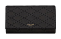 SAINT LAURENT PARIS Sheepskin Wallet Large Size Women's Black