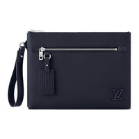 LOUIS VUITTON TAKEOFF Cow Leather Clutch Regular Men's Marine Blue