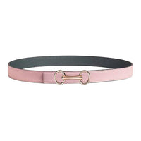 HERMES Calfskin Leather Belts Women's Pink/Gray Width 1.3CM