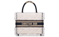 DIOR BookTote Shearling Tote Bag Shopping Bag Handbag Small Size Women's White