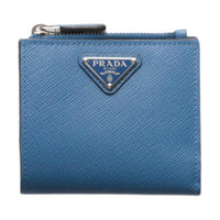 PRADA Cow Leather Wallet Men's Blue