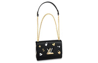 LOUIS VUITTON Twist Cow Leather Shoulder Bag Crossbody Bag Medium Size Women's Black