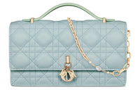 DIOR Wicker Pattern One Shoulder Handbag, Crossbody Bag Mini Women's Light Mint Green & Space Blue