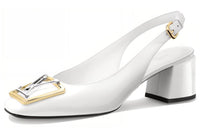 LOUIS VUITTON Madeleine Chunky Heel High Heels 6.5cm Women's White