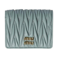 MIU MIU Matelassé Lambskin Wallet Trumpets Women's Light Blue