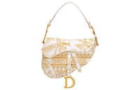 DIOR Pattern Embroidery Saddle Bag Shoulder Bag Crossbody Bag Handbag Regular Women's Light Gold