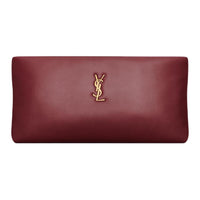 SAINT LAURENT Lambskin Clutch Women's Merlot Red