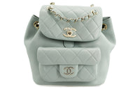 CHANEL Duma Cow Leather Backpack Regular Women's Gray Green