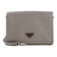 PRADA Cow Leather Crossbody Bag Shoulder Bag Women's Gray