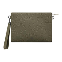 DIOR Leather Clutch Men's Khaki