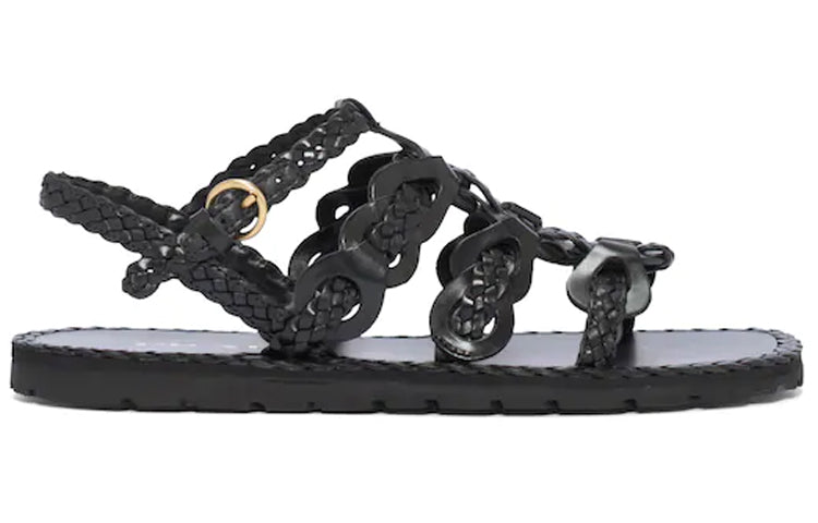 PRADA Braided Leather Sandals 'Black' Women's
