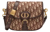 DIOR Bobby Cow Leather Handbag Shoulder Bag Crossbody Bag Medium Size Women's Brown