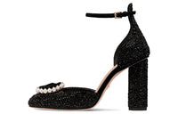 DIOR Rose Chunky Heel High Heels 10cm Women's Black