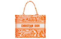 DIOR BookTote Canvas Shoulder Bag, Crossbody Bag, Handbag Medium Size Women's Fluorescent Orange