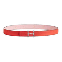 HERMES Palladium-Plated Leather Belts Women's Pink Width 2.4CM