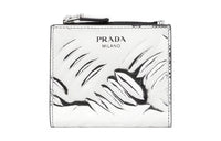 PRADA Leather Wallet Men's Silver