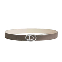 HERMES Calfskin Leather Belts Unisex Gray Width 3.2cm