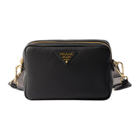 PRADA Leather Camera Bag, Shoulder Bag Trumpets Women's Black