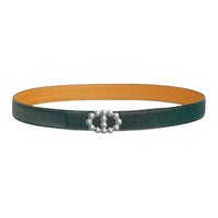 HERMES Calfskin Leather Belts Women's Yellow Green Width 2.4CM