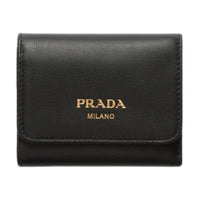 PRADA Calfskin Wallet Trumpets Women's Black