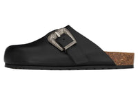 SAINT LAURENT Nichols Leather Patchwork Slip Resistant Closed Toe Slippers Women's Black