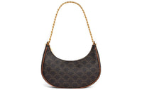 CELINE AVA Cow Leather Chain Shoulder Bag Handbag Handbag Shoulder Bag Medium Size Women's Tawny