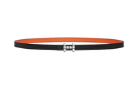 HERMES Signature Bubble Silver Smooth Buckle Epsom Calfskin Leather Belts Women's Black Width: 1.3cm