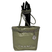 CHANEL Cow Leather Shoulder Bag Women's Green