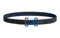 HERMES Belt Men's Blue/Black Width: 3.2cm