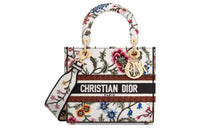 DIOR Lady D-Lite Embroidery Daisie Bag Shoulder Bag Crossbody Bag Handbag Medium Size Women's White/Multicolor