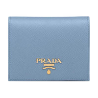 PRADA Saffiano Cow Leather Wallet Women's Light Blue/Blue