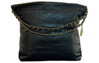 CHANEL 22Bag Litchi Skin Handbag Shoulder Bag Women's Black