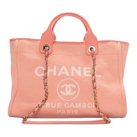 CHANEL Mixed Fiber Tote Bag, Shopping Bag, Shoulder Bag, Handbag Medium Size Women's Light Orange